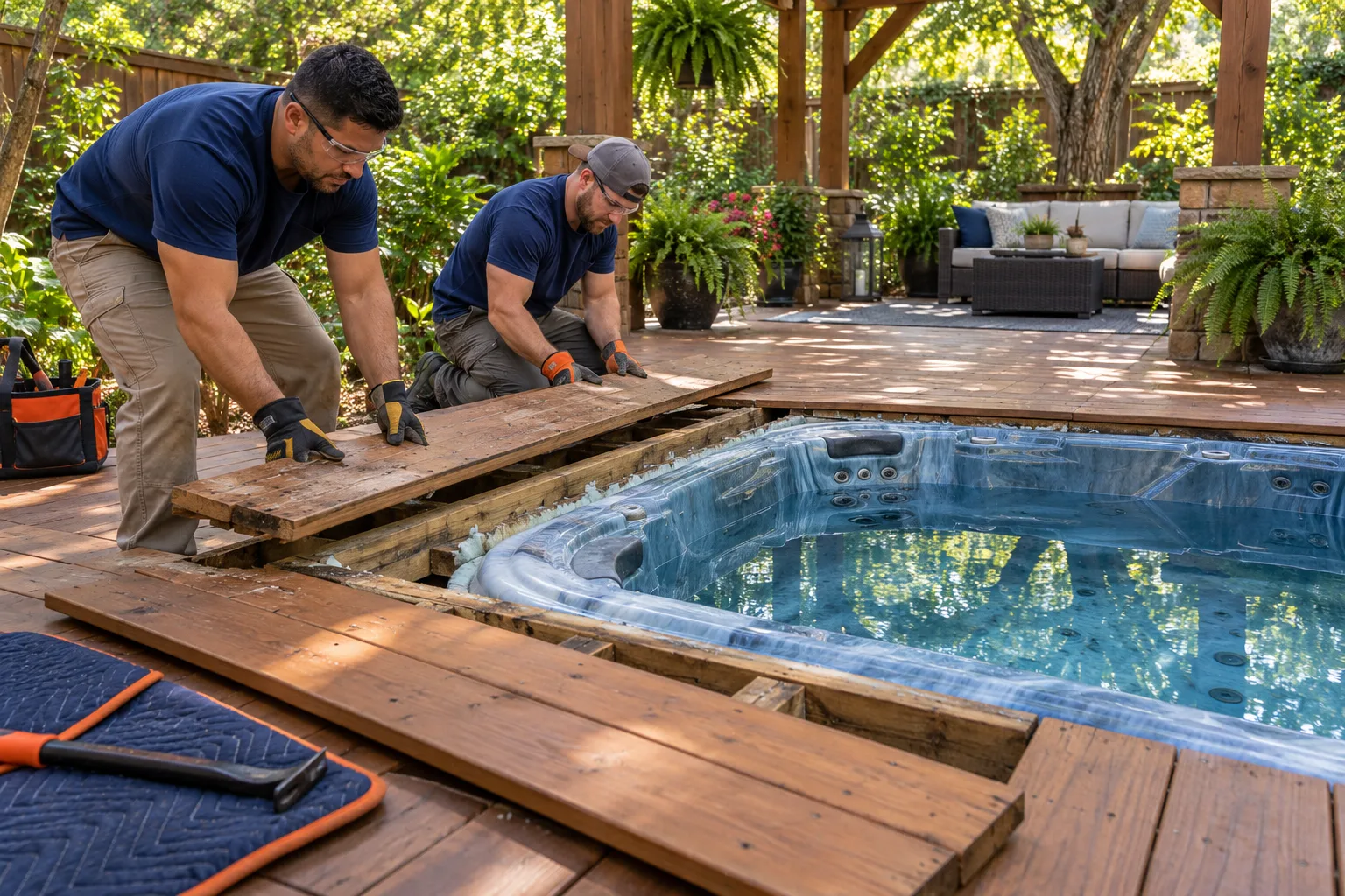 Hot Tub Deck Removal service scene